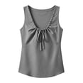 thumbnail image 1 of Ruimatai Womens Casual Sleeveless Tank Tops V Neck Drawstring Ruched Shirts Loose Fit Curved Hem Summer Blouses, 1 of 6