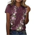 thumbnail image 1 of Ruimatai Womens Floral Graphic T-Shirts Plus Size Vintage Plant Flowers Print Shirt Casual Boho Crew Neck Short Sleeve Tee Tops, 1 of 5