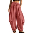 thumbnail image 1 of Ruimatai Womens Harem Jogger Pants High Waisted Drawstring Casual Trousers Side Pockets Adjustable Ankle Daily Vacation Outfits, 1 of 9