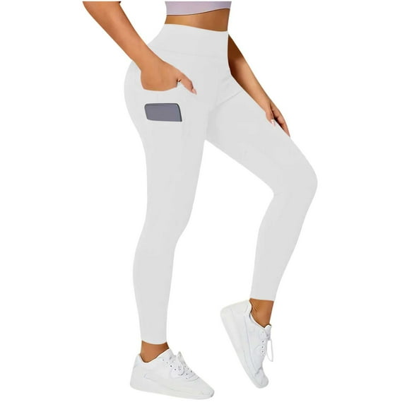 Ruimatai Womens High Waisted Leggings No See Through Tummy Control Yoga Pants Solid Side Double Pockets Cycling Workout Pants