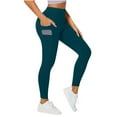 thumbnail image 1 of Ruimatai Womens High Waisted Leggings No See Through Tummy Control Yoga Pants Solid Side Double Pockets Cycling Workout Pants, 1 of 9