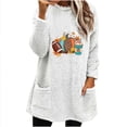 thumbnail image 1 of Ruimatai Womens Long Sleeves Ribbed Knit Tunic Shirts Crew Neck Tops Fit Blouses Women's Thanksgiving Day Round- Neck And Winter Loose Print Pocket Warm Long Sleeve Blouse Tops, 1 of 4