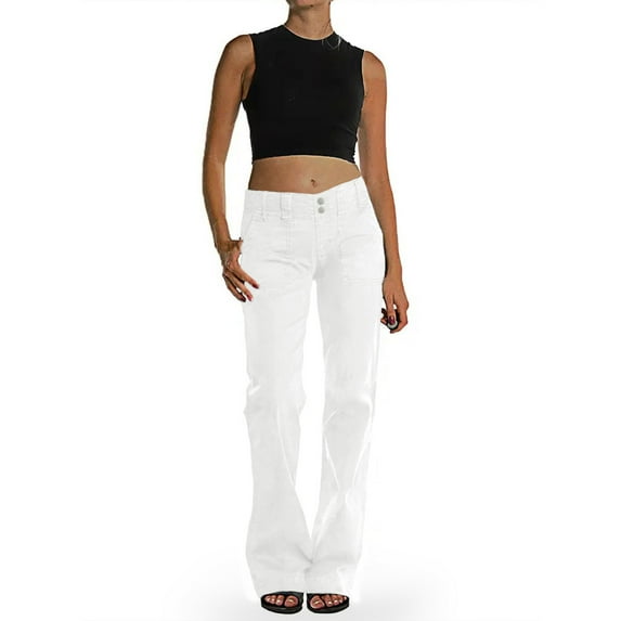 Ruimatai Womens Low Rise Jeans Full Length Straight-Leg Slim Denim Pants for Women Casual Boyfriend Trendy Jeans Trousers