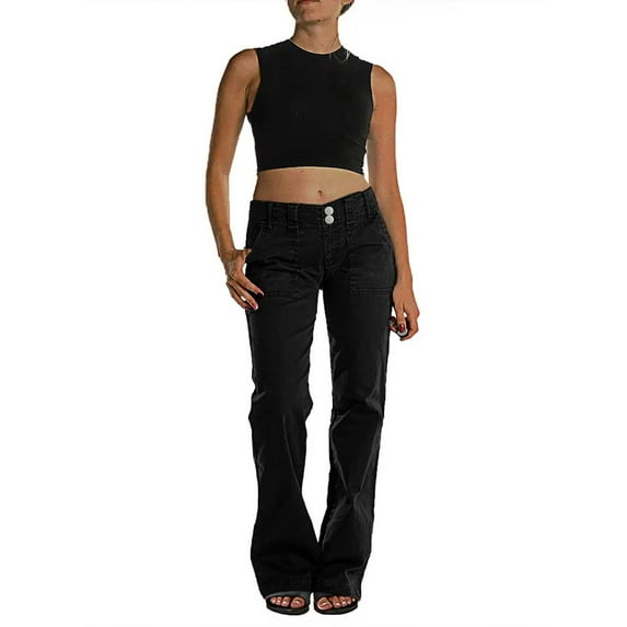 Ruimatai Womens Low Rise Jeans Full Length Straight-Leg Slim Denim Pants for Women Casual Boyfriend Trendy Jeans Trousers