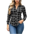thumbnail image 1 of Ruimatai Womens Plaid Button Down Shirts Collared Long Sleeve Buffalo Check Fitted Waist Casual Blouses, 1 of 8