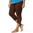 thumbnail image 1 of Ruimatai Womens Plus Size Capri Leggings Elastic High Waist Hollow Lace Trim Soft Casual Cropped Pants, 1 of 6