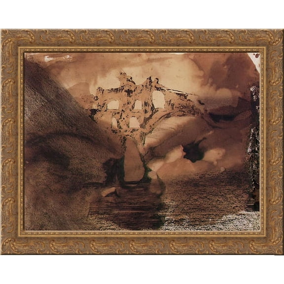 Ruined Aqueduct 24x20 Gold Ornate Wood Framed Canvas Art by Victor Hugo