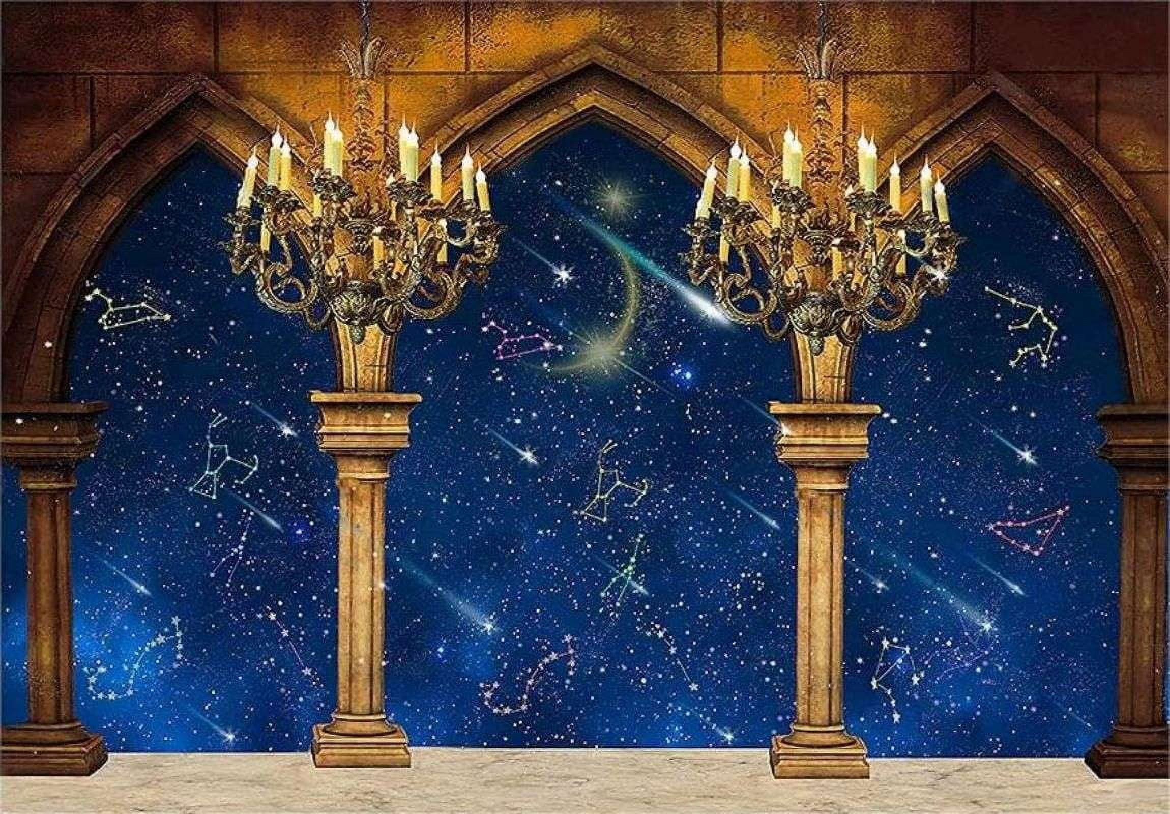 Ruined Old Interior Photography Background Dragon Relief Burning Fire ...