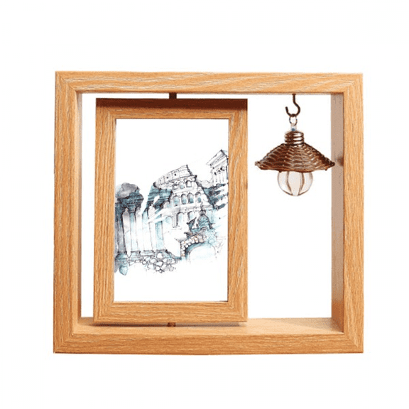 Ruined Rome Architectural Watercolor Painting Wooden Rotating Picture Photo Frame 4x6