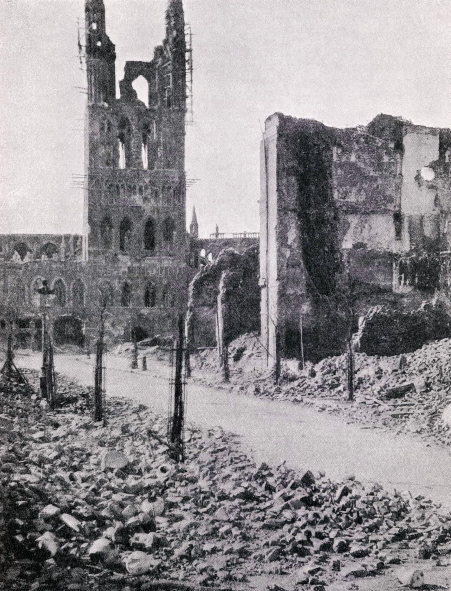 The Ruined Tower Of The Cloth Hall At Ypres 1915 From The Great World War A History Volume Iii Published 1916 Canvas Art - Ken Welsh Design Pics (12 x 16)