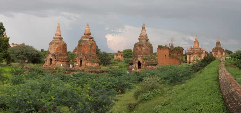 Ruined stupas near village of Min Nan Thu Bagan Mandalay Region Myanmar Canvas Art - Panoramic Images (36 x 12)