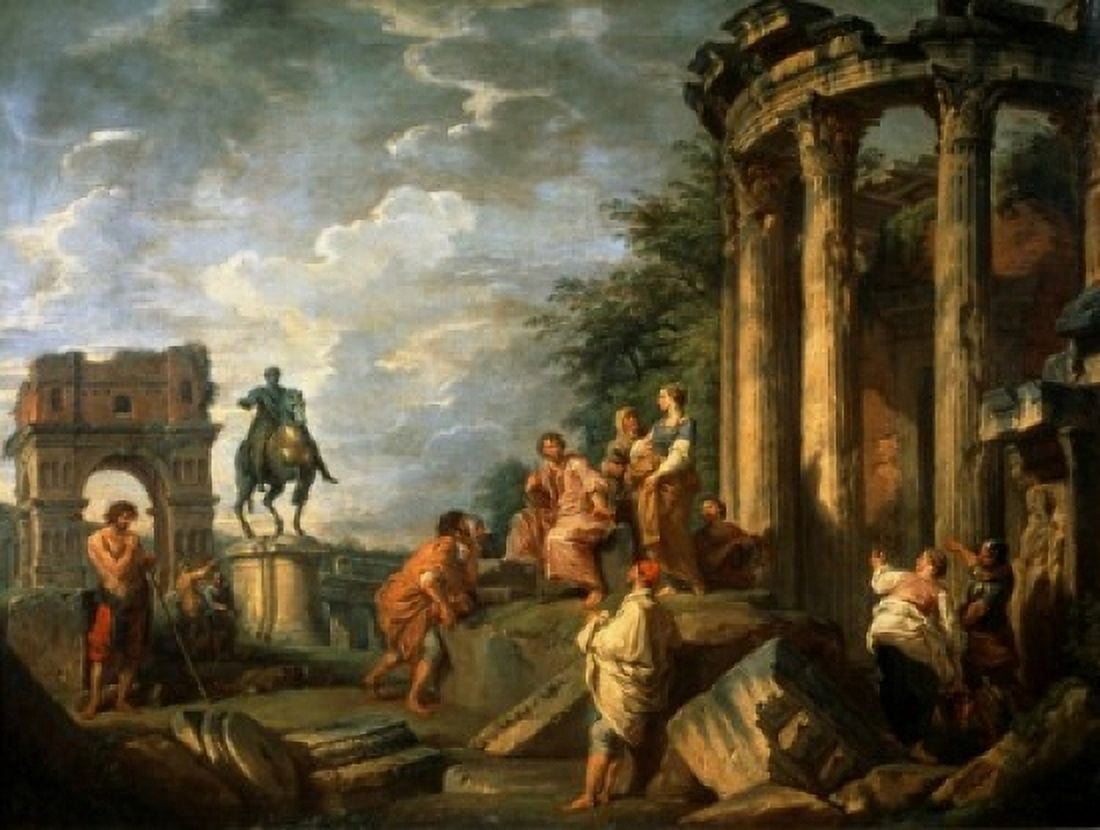 Ruins Of Architecture 18th Century Giovanni Paolo Panini (1692-1765 Italian) Musee du Louvre Paris France Canvas Art - Giovanni Paolo Panini (24 x 36)