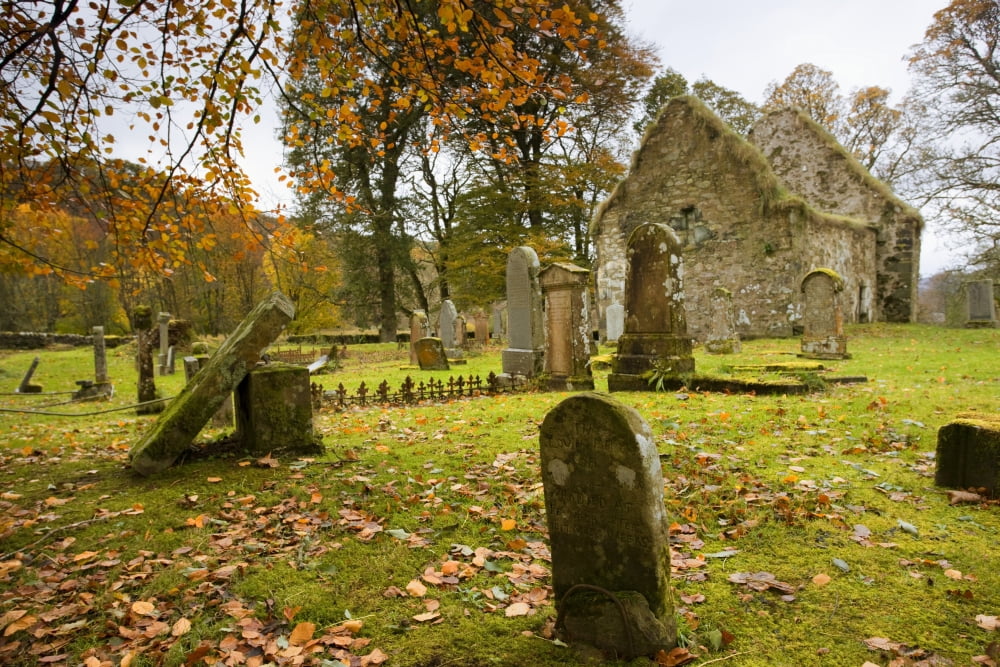 Ruins Of Church And Graveyard Argyl And Bute Scotland Uk Canvas Art - John Short Design Pics (36 x 24)