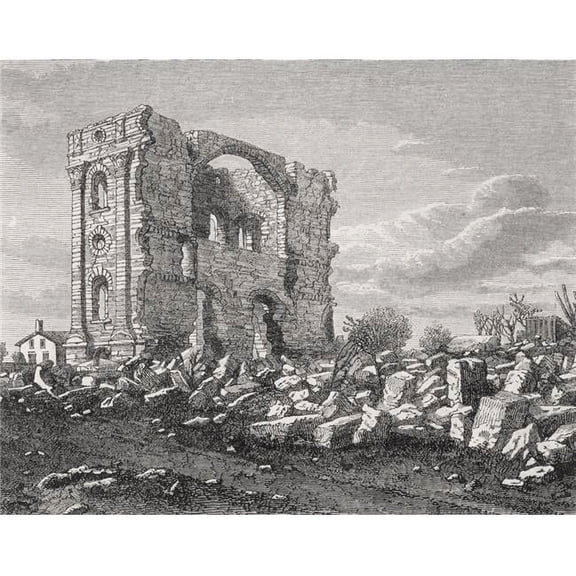 Ruins Of The Mormon Temple Nauvoo Illinois United States Of America From A 19Th Century Print Poster Print