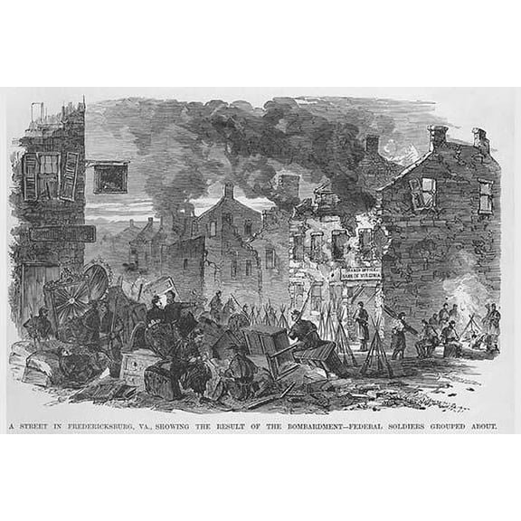 Ruins after Bombardment in Fredericksburg-Fine Art Canvas Print (20" x 30")