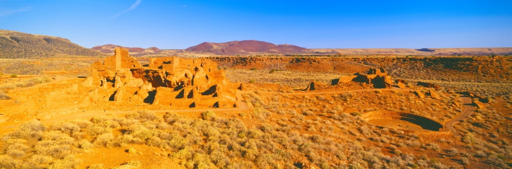 Ruins of 900 year old Hopi village Wupatki National Monument Arizona Canvas Art - Panoramic Images (36 x 12)