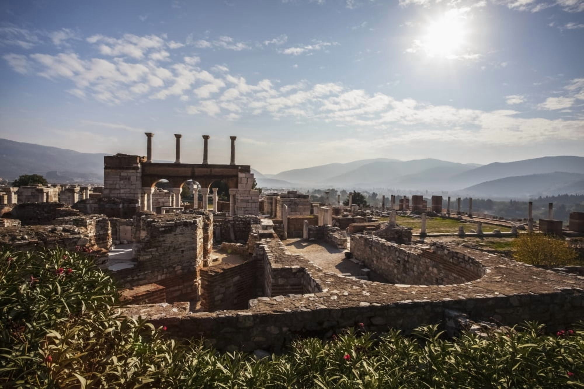 Ruins of Saint Johns Basilica and the tomb of Saint John Ephesus Izmir Turkey Canvas Art - Reynold Mainse Design Pics (19 x 12)