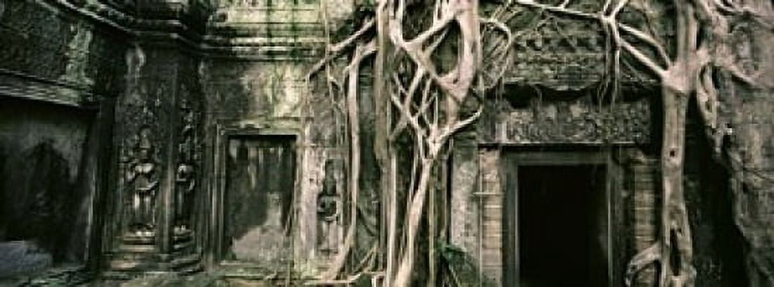 Ruins of Ta Prohm Temple Angkor Cambodia Canvas Art - Panoramic Images (18 x 7)
