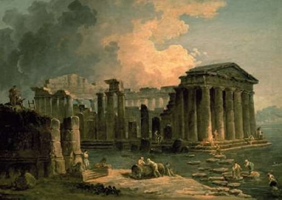 Ruins of a Doric Temple Canvas Art - Hubert Robert (20 x 28)