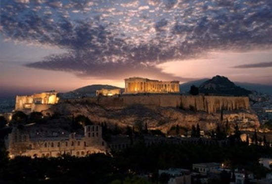 Ruins of a Temple Athens Attica Greece Canvas Art - Panoramic Images (18 x 12)