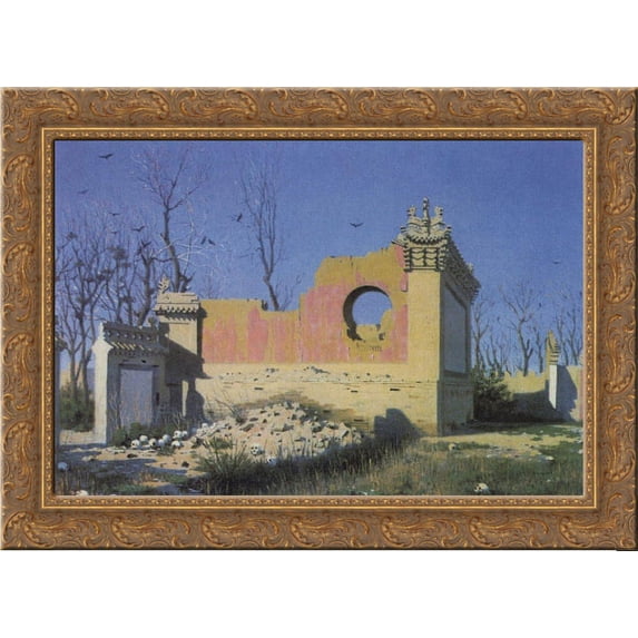 Ruins of a Theater in Chuguchak 24x18 Gold Ornate Wood Framed Canvas Art by Vasily Vereshchagin