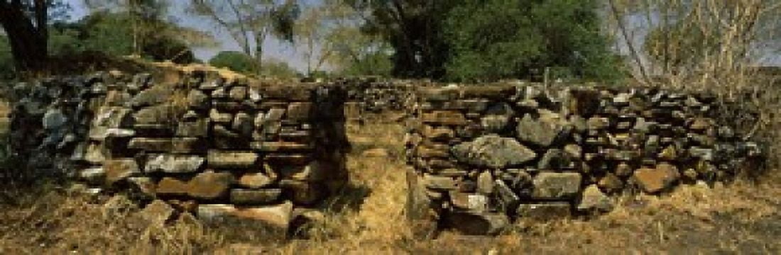 Ruins of a stone wall Thimlich Ohinga Lake Victoria Great Rift Valley Kenya Canvas Art - Panoramic Images (18 x 6)