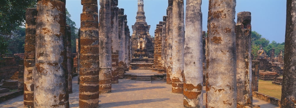 Ruins of a temple Sukhothai Historical Park Sukhothai Thailand Canvas Art - Panoramic Images (36 x 12)