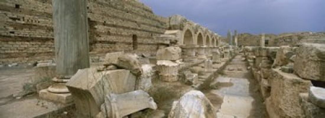 Ruins of ancient Roman city Leptis Magna Libya Canvas Art - Panoramic Images (18 x 7)