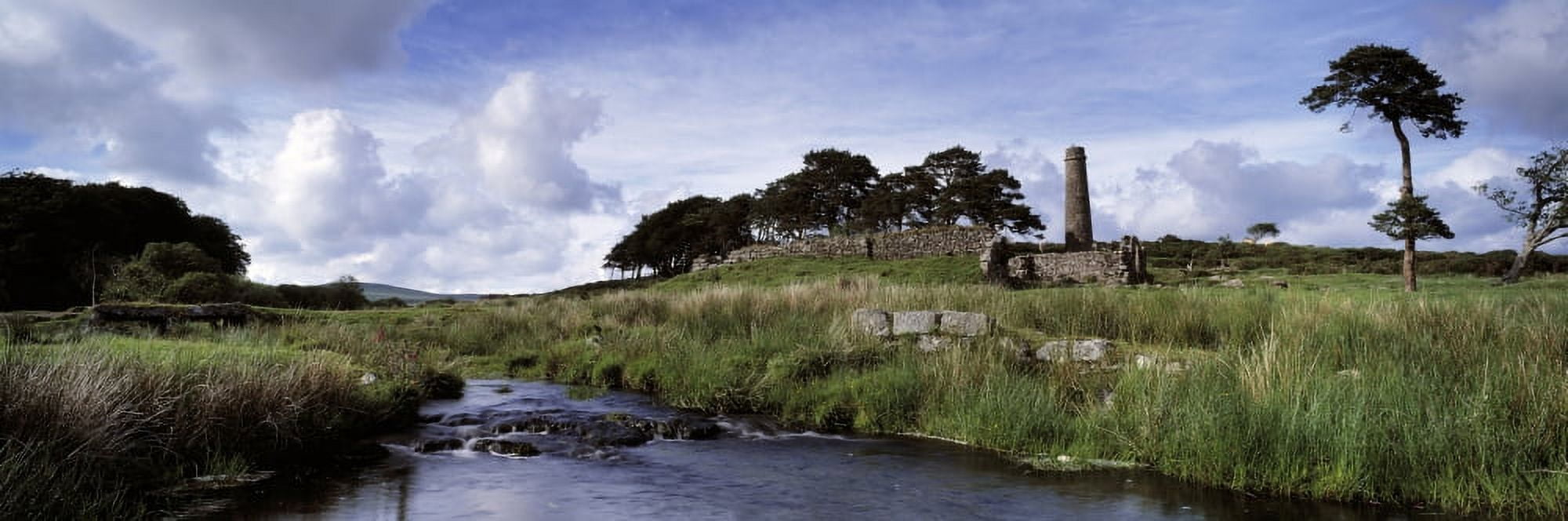 Ruins of powder mills and stream Dartmoor Devon England Canvas Art - Panoramic Images (27 x 9)