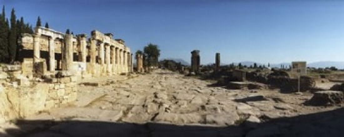 Ruins of the Roman town of Hierapolis at Pamukkale Anatolia Central Anatolia Region Turkey Canvas Art - Panoramic Images (15 x 6)