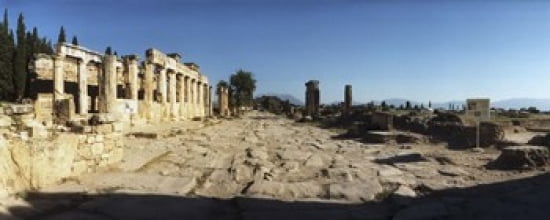 Ruins of the Roman town of Hierapolis at Pamukkale Anatolia Central Anatolia Region Turkey Canvas Art - Panoramic Images (30 x 12)