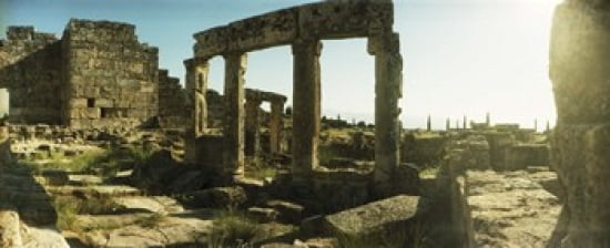 Ruins of the Roman town of Hierapolis at Pamukkale Anatolia Central Anatolia Region Turkey Canvas Art - Panoramic Images (30 x 13)