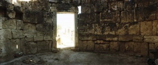 Ruins of the Roman town of Hierapolis at Pamukkale Anatolia Central Anatolia Region Turkey Canvas Art - Panoramic Images (30 x 13)