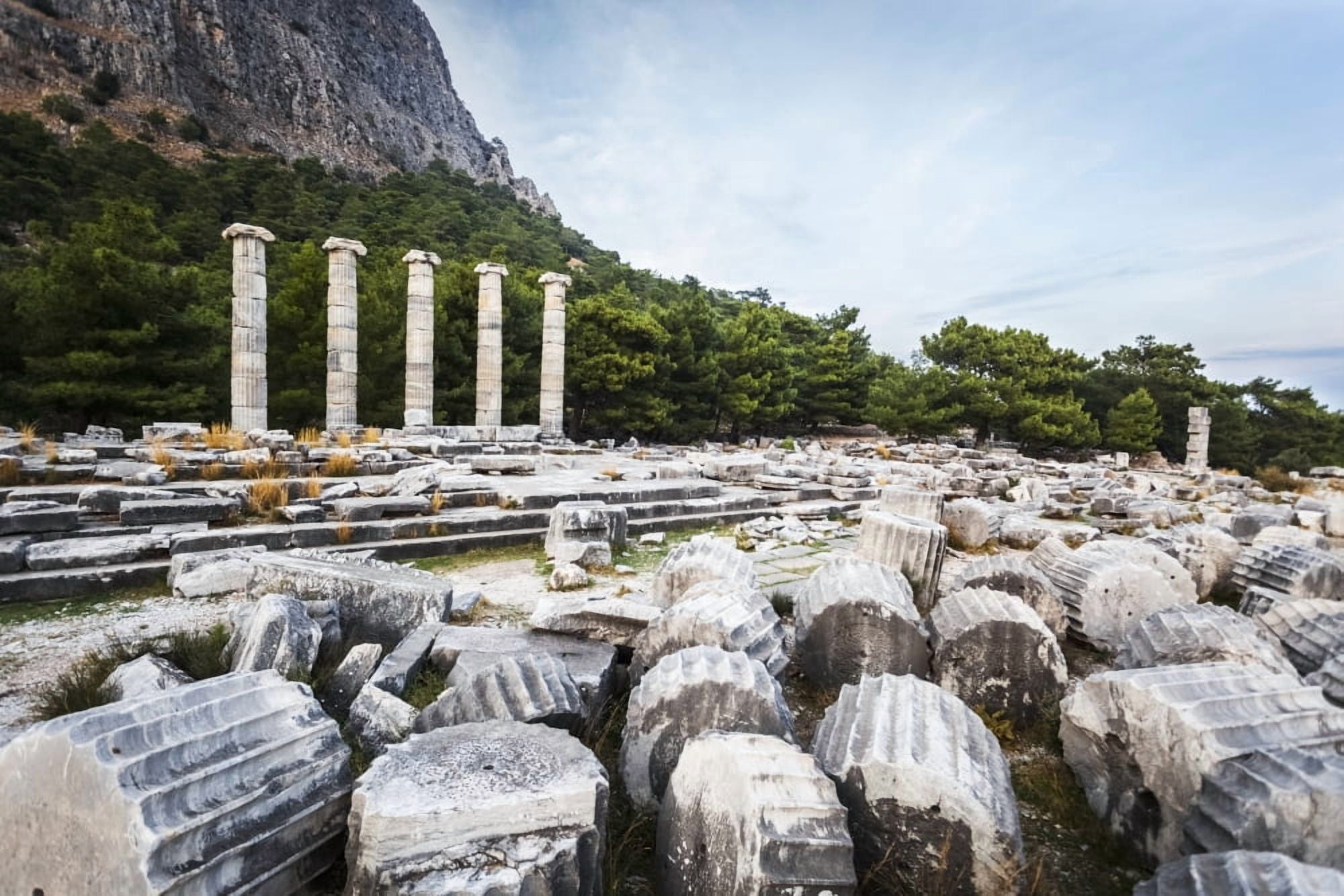 Ruins of the Sanctuary of Athena Priene Turkey Canvas Art - Reynold Mainse Design Pics (38 x 24)
