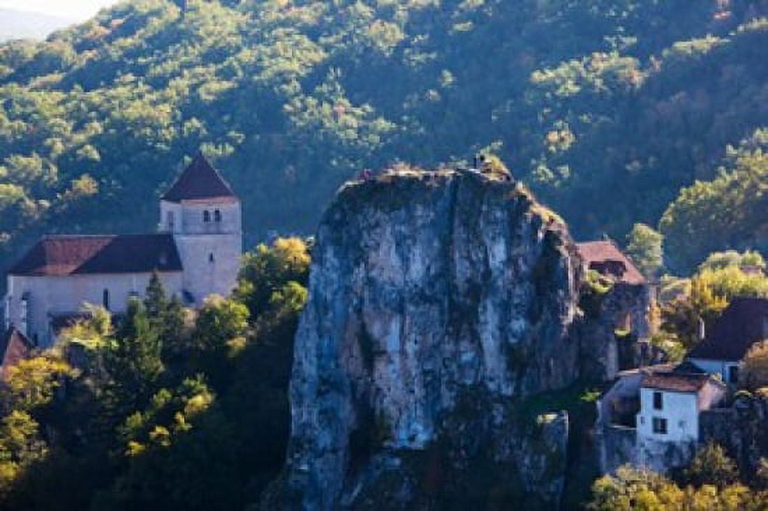 Ruins of the town chateau St-Cirq-Lapopie Lot Midi-Pyrenees France Canvas Art - Panoramic Images (36 x 24)