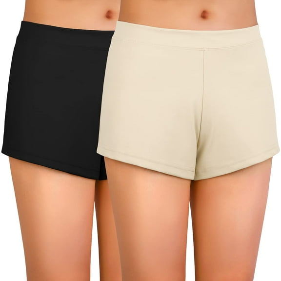 Ruisita 2 Pack Girl Boy Cut Low Rise Shorts Comfortable Dance and Bike Shorts Skirt Shorts for Teenagers