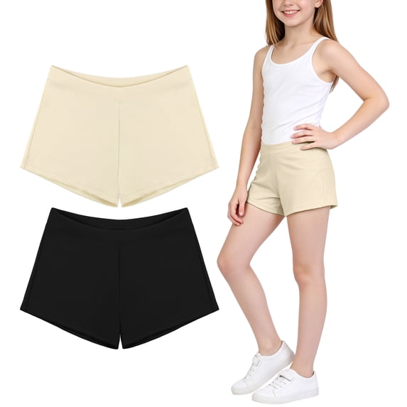 Ruisita 2 Pack Girl Boy Cut Low Rise Shorts Comfortable Dance and Bike Shorts Skirt Shorts for Teenagers