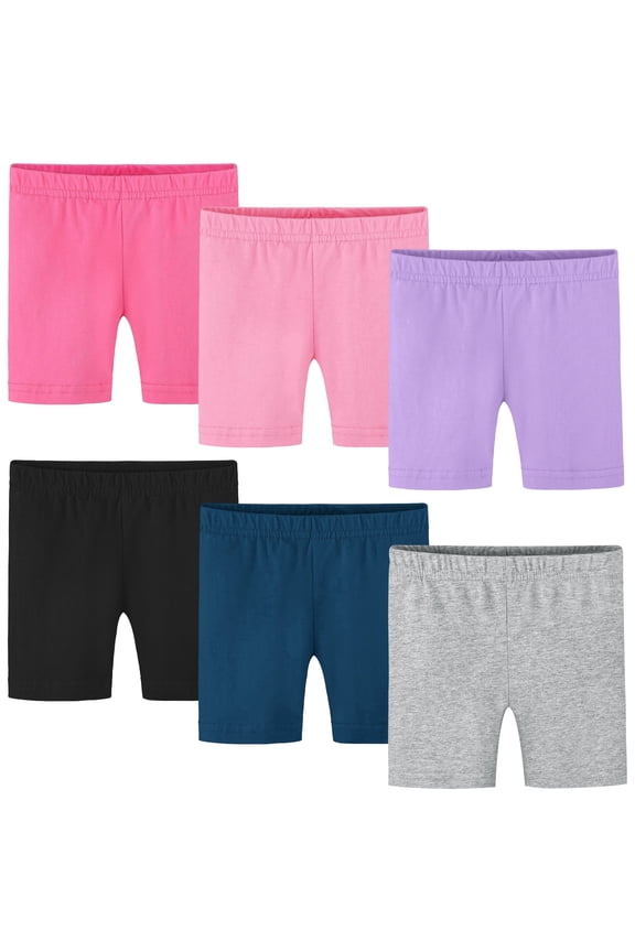 6 Pack Baby Toddler Girls Cotton Bike Shorts Soft Girl Thickened Cartwheel Shorts Solid Safety Dance Short for Kids