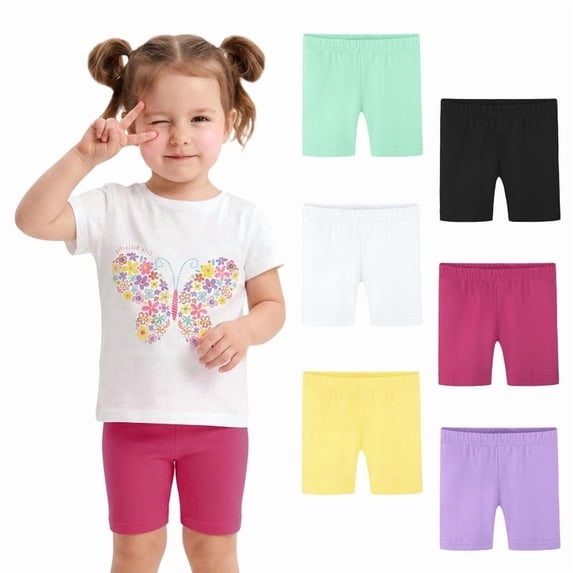 Ruisita 6 Pack Baby Toddler Girls Cotton Bike Shorts Soft Girl Thickened Cartwheel Shorts Solid Safety Dance Short for Kids