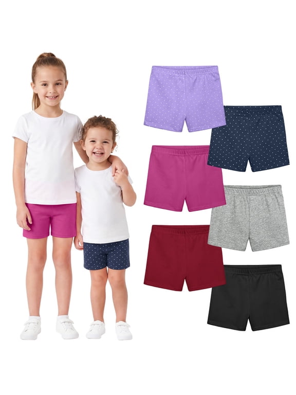 6 Pack Girls Cotton Biker Cartwheel Shorts Kids Safety Under Dress Dance Shorts