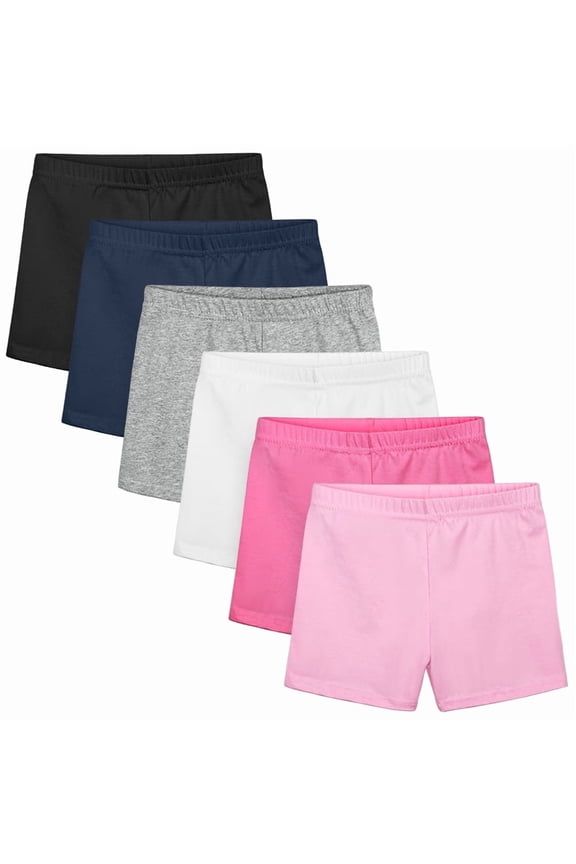 6 Pack Girls Cotton Biker Cartwheel Shorts Kids Safety Under Dress Dance Shorts