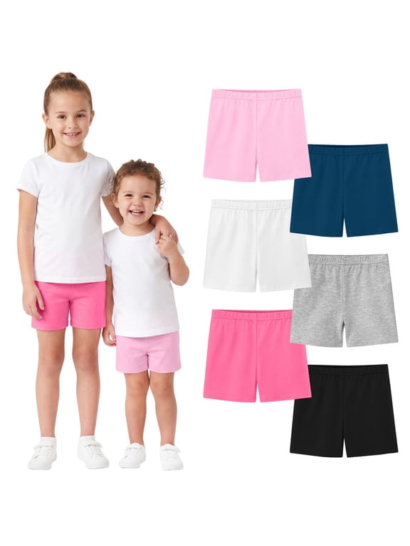 6 Pack Girls Cotton Biker Cartwheel Shorts Kids Safety Under Dress Dance Shorts
