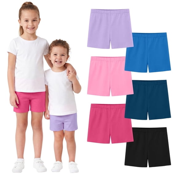 Ruisita 6 Pack Girls Cotton Biker Cartwheel Shorts Kids Safety Under Dress Dance Shorts