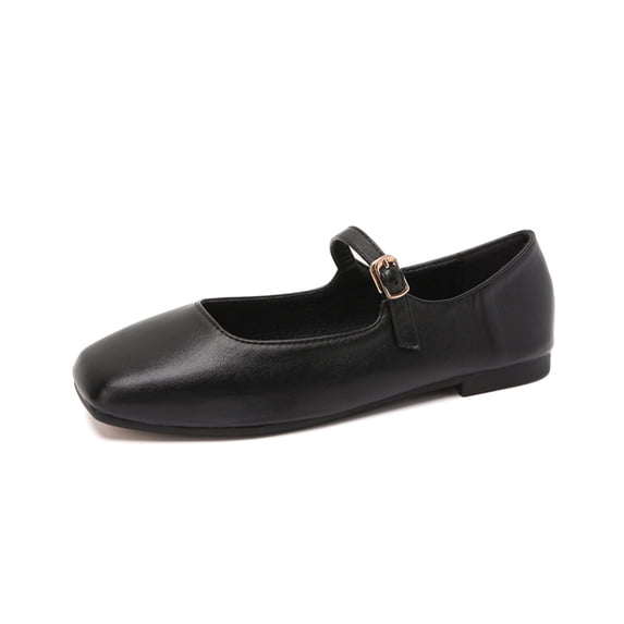 Ruitaoo Women's Mary Jane Flats Shoes - Lightweight Soft Square Toe Slip On Work Flats Flexible Business, Walking, Daily Black 41