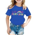 thumbnail image 1 of Ruiwill 4Th Grade Shirt Girl Summer Breathable Fourth Grade Letter Print School Outfits For Girls Crew Neck Short Sleeve Kids Tops Size 10-11 Years, 1 of 4