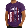 thumbnail image 1 of Ruiwill 4Th Of July Mens T-Shirts Patriotic Comfortable Summer Independence Day Tops 1776-2026 250Th Anniversary Short Sleeve Crew Neck Mens Tops Size Xl Purple, 1 of 4