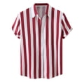 thumbnail image 1 of Ruiwill Big Boys Shirts Summer Lapel Neck Short Sleeve Stripe Print Tops School Casual Soft Boys Tshirts Size 11-12 Years Red, 1 of 5