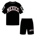 thumbnail image 1 of Ruiwill Big Girls Outfit Set Size 9-10 Years Mexico Letter Print Short Sleeve Crewneck Tops With Shorts Set Summer School Casual Soft Girls Outfit Black, 1 of 4