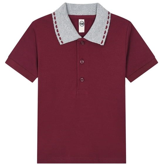 Ruiwill Boy Casual Tops Size 3-4 Years Lapel Solid Color Short Sleeve Boys Shirts Breathable Casual Summer Boy T Shirts Red