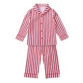 thumbnail image 1 of Ruiwill Boys Outfit Set Long Sleeve Pajama Two Piece Striped Sleepwear For Kids Comfortable Loungewear Crew Neck Print Boy Clothes Red Size 2-3 Years, 1 of 6